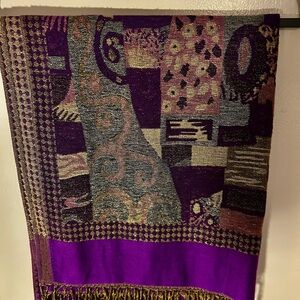 Elegant Purple and Gold Patterned Pashima Vintage